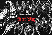 10 Bundle Dark Art Heart Wing Angel, an Illustration by Morspective (Thumbnail 1 of 7)