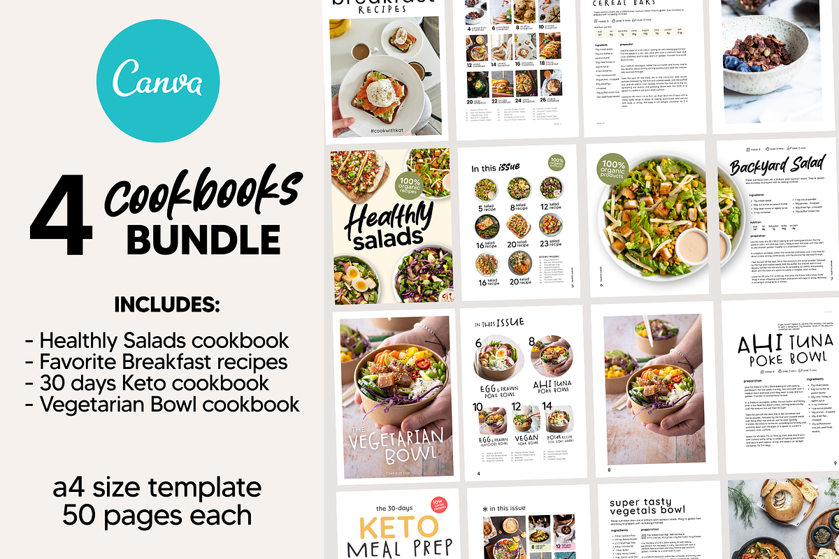 BUNDLE 4 Canva Cookbooks Templates, a Magazine Template by DeLaGranSiete (Photo 1 of 7)