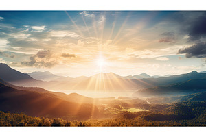range sun lens flare ai generated, a Nature Photo by pikepicture