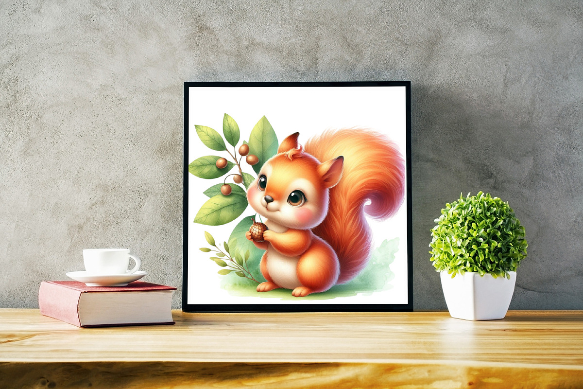 Watercolor Cute Squirrels Clipart, a Graphic by Designking (Photo 3 of 4)