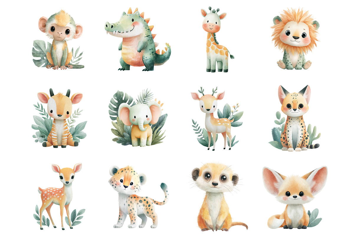 Cute Safari Animals Clipart, a Graphic by CitraGraphics (Photo 2 of 4)