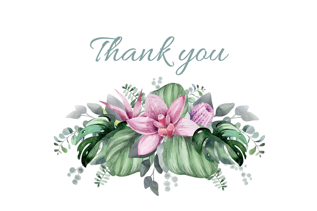 FLAMINGO & FLOWERS  tropical set, a Decorative Illustration by LenArt (Photo 18 of 18)