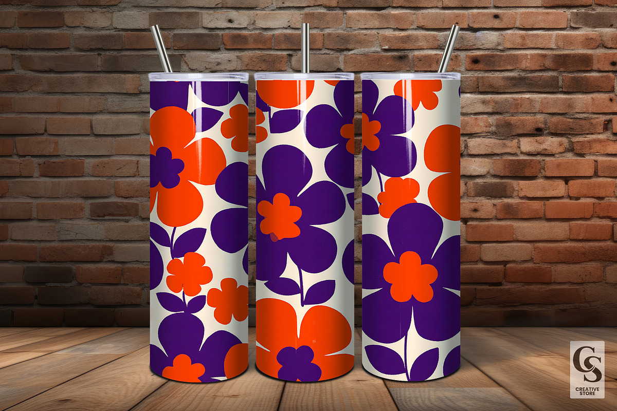 Bold Fall Retro Flower Digital Paper, a Pattern Graphic by Creative Store (Photo 5 of 5)