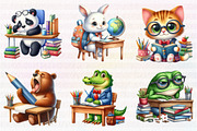 Cute Funny School Animals clipart, an Illustration by CreationArt (Thumbnail 4 of 7)