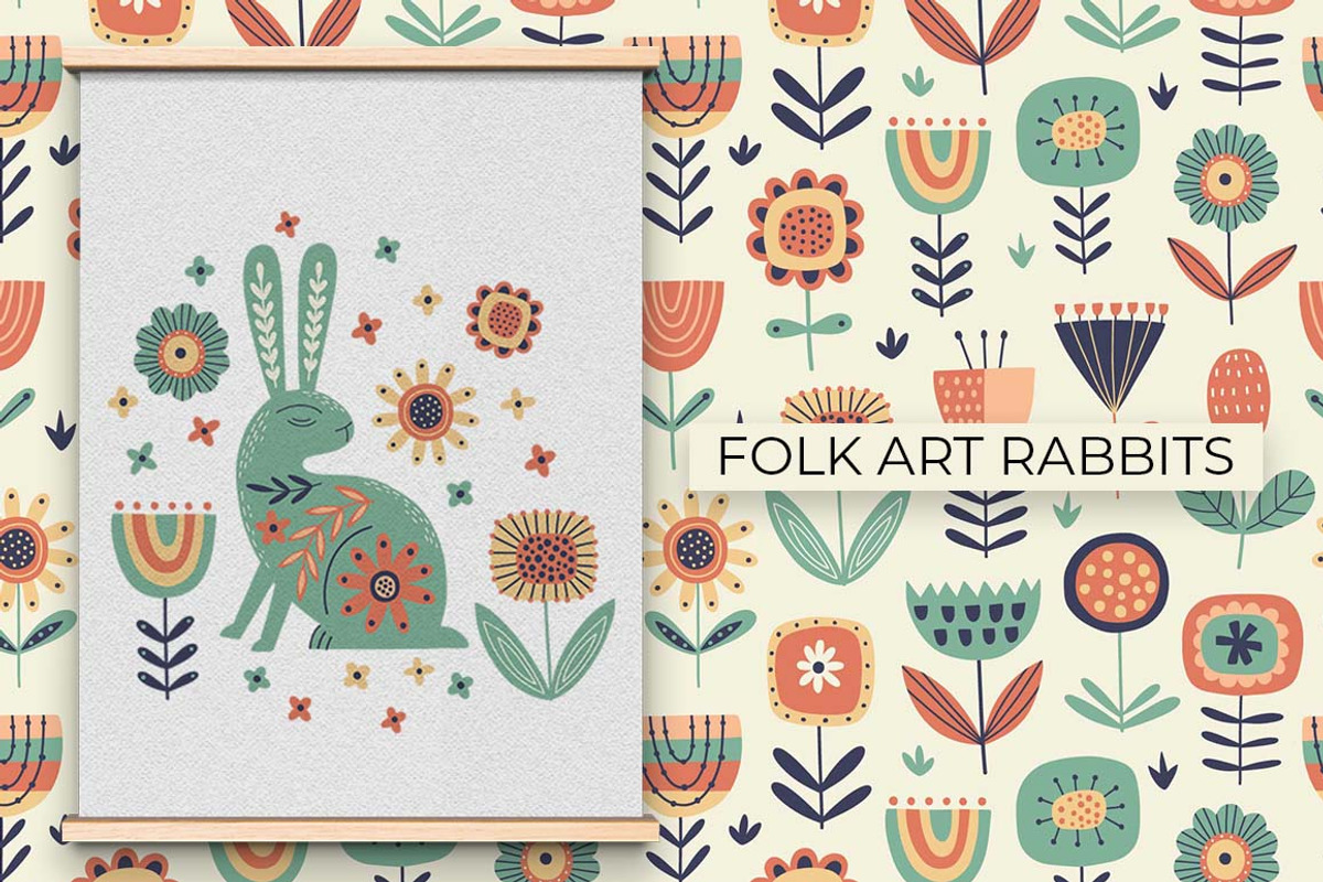 Folk Art Rabbits | 100% hand drawn, an Animal Illustration by Irina Ostapenko (Photo 3 of 7)
