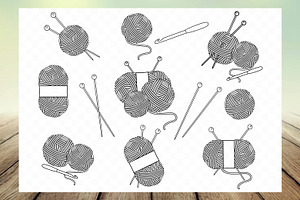 Knitting And Crochet Vector Set