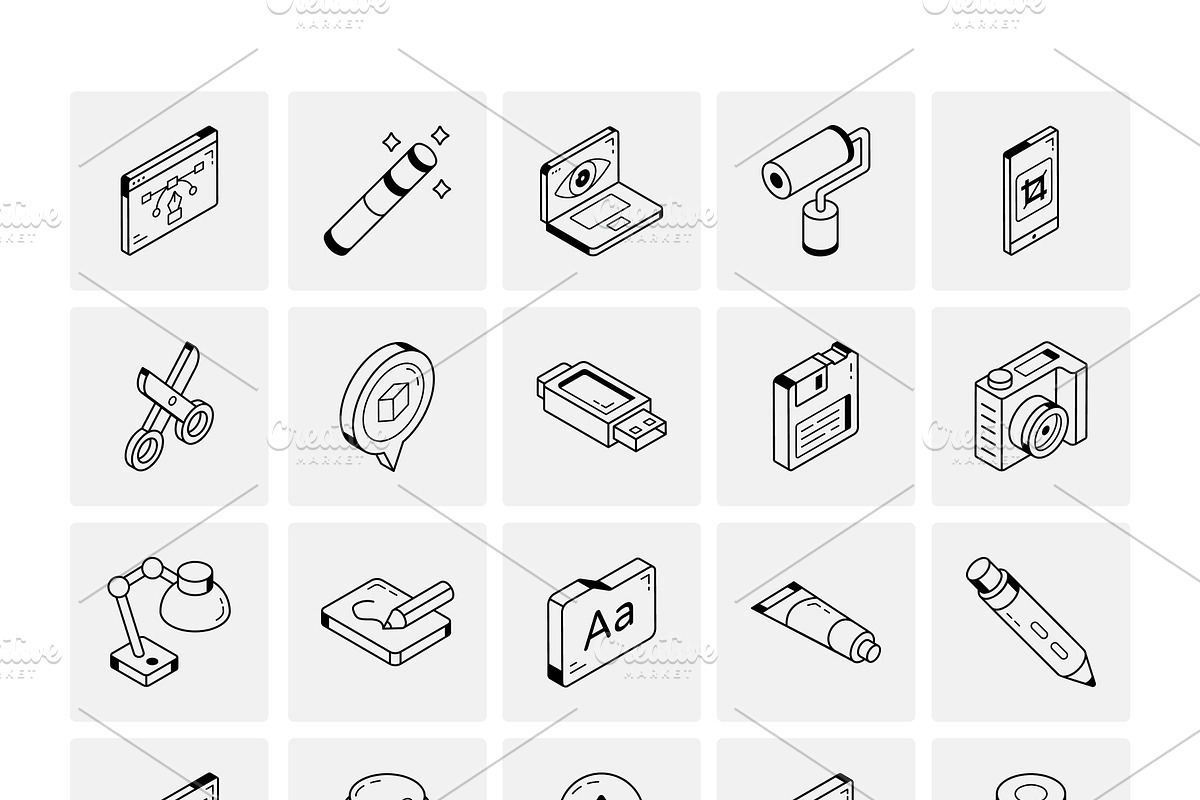 Isometric Graphic Design Icons, an Icon by Vectors Market (Photo 5 of 5)