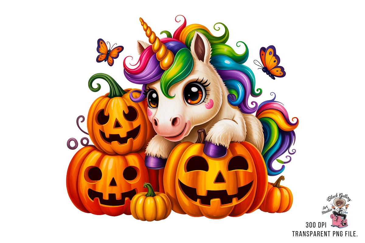 Unicorn Pumpkins Sublimation PNG, a Graphic by Clipart Bloom (Photo 2 of 11)