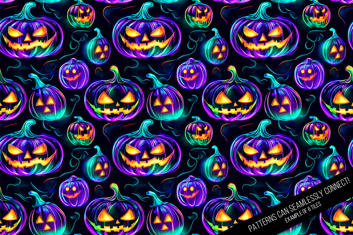 Neon Halloween Digital Paper, a Pattern Graphic by Chromolume Studio (Photo 21 of 28)
