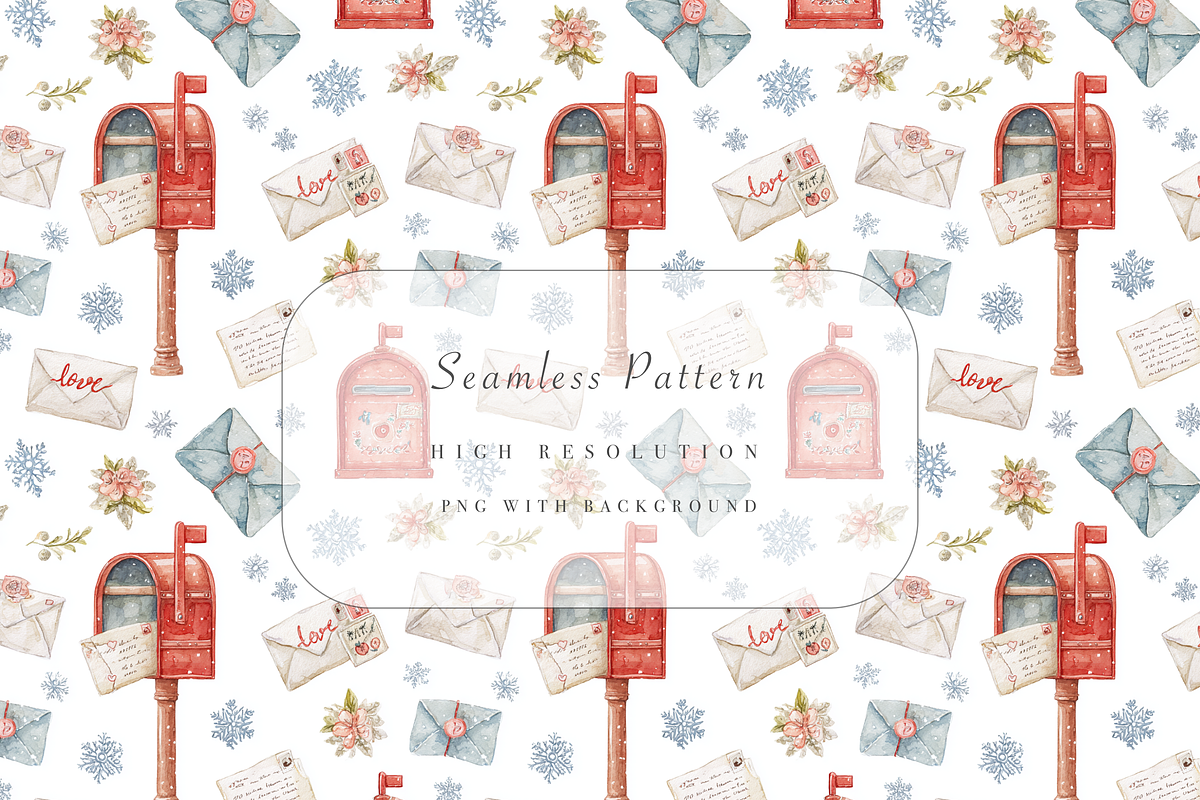 Red Mailbox Seamless Pattern, a Decorative Illustration by Pati Charm Studio (Photo 1 of 7)