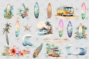 Surf Board Clipart Watercolor