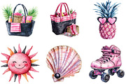 Black and Pink Summer Clipart, an Illustration by DreamArtGraphic (Thumbnail 3 of 4)