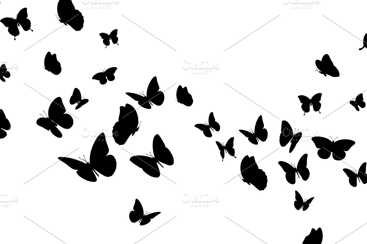 Black butterfly silhouettes, an Animal Illustration by Yayasya (Photo 3 of 3)