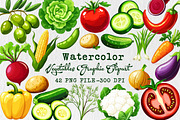 Vegetables Graphic Clipart, an Illustration by Libby Wishes (Thumbnail 1 of 7)