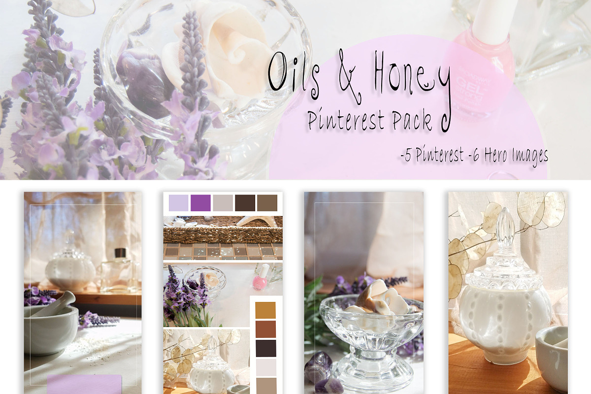 Oils and Honey Pinterest Pack, a Social Media Template by lovemyHappyVibes (Photo 1 of 6)