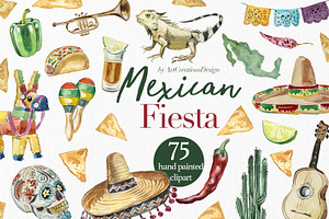 Hand Painted Mexican Fiesta Clipart