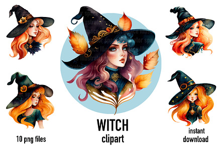Witch clipart, Cute Halloween PNG