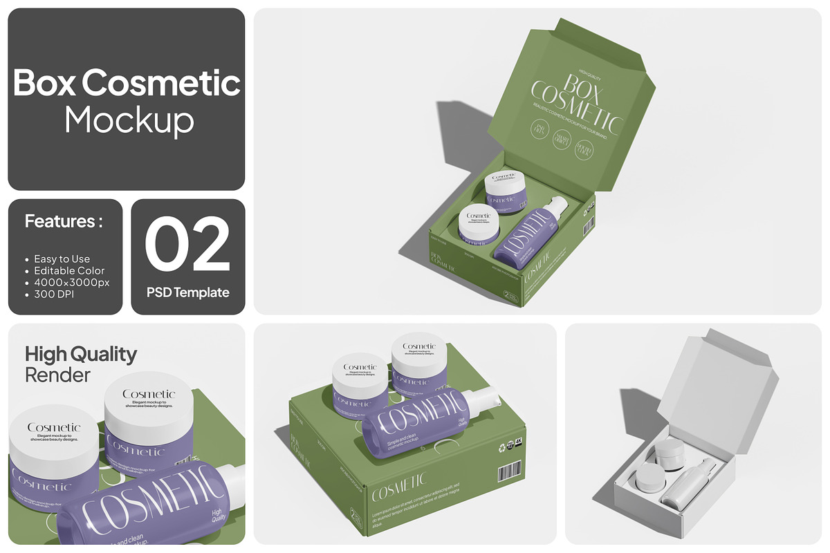 Box Cosmetic Mockup, a Packaging Mockup by Unerispace (Photo 1 of 4)