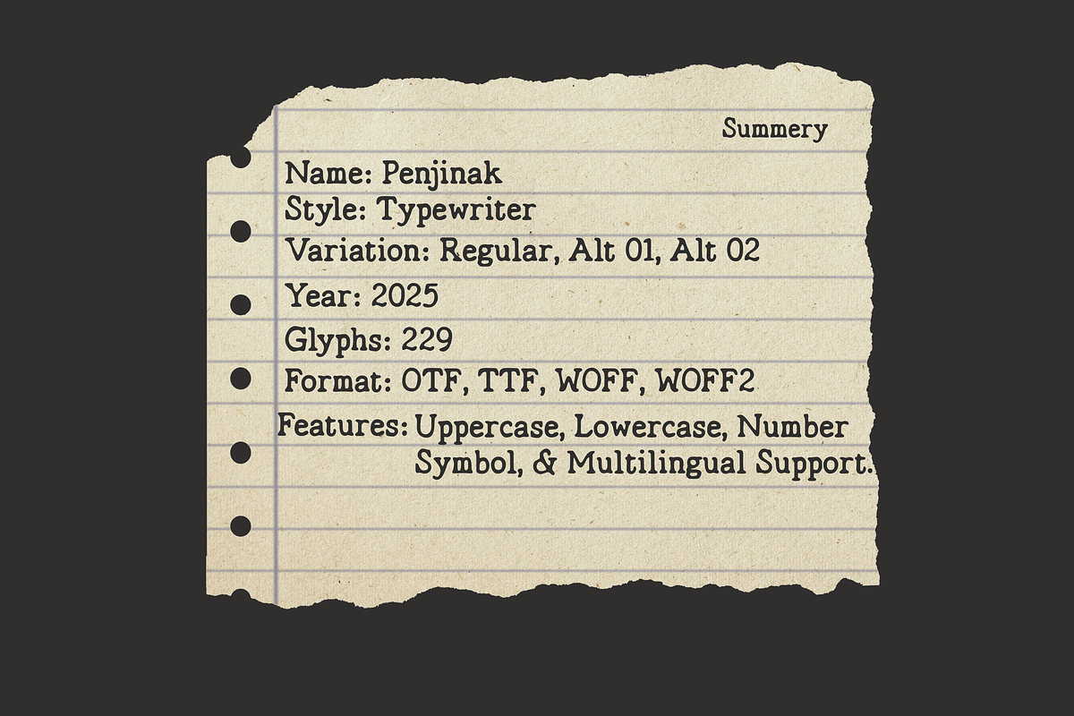 Penjinak Typewriter, a Serif Font by 24Design Studios (Photo 6 of 6)