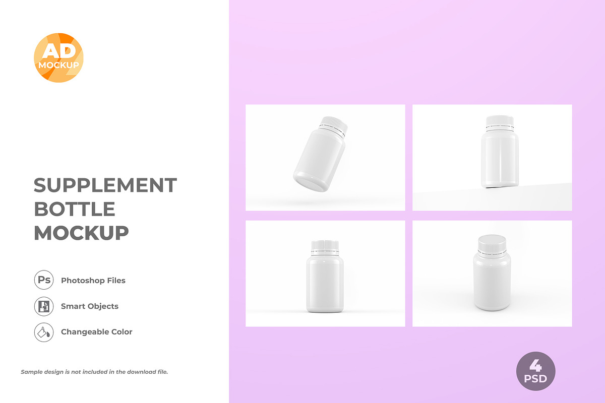 Supplement Bottle Mockup – 04 PSD, a Packaging Mockup by Adstart (Photo 5 of 5)