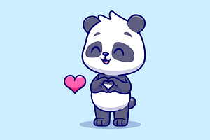 Cute Panda With Love Heart Sign Hand, an Animal Illustration by Catalyst Labs