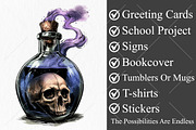 Whimsical Halloween Poison Potion, a Seasonal Illustration by Canvas Craft (Thumbnail 3 of 10)