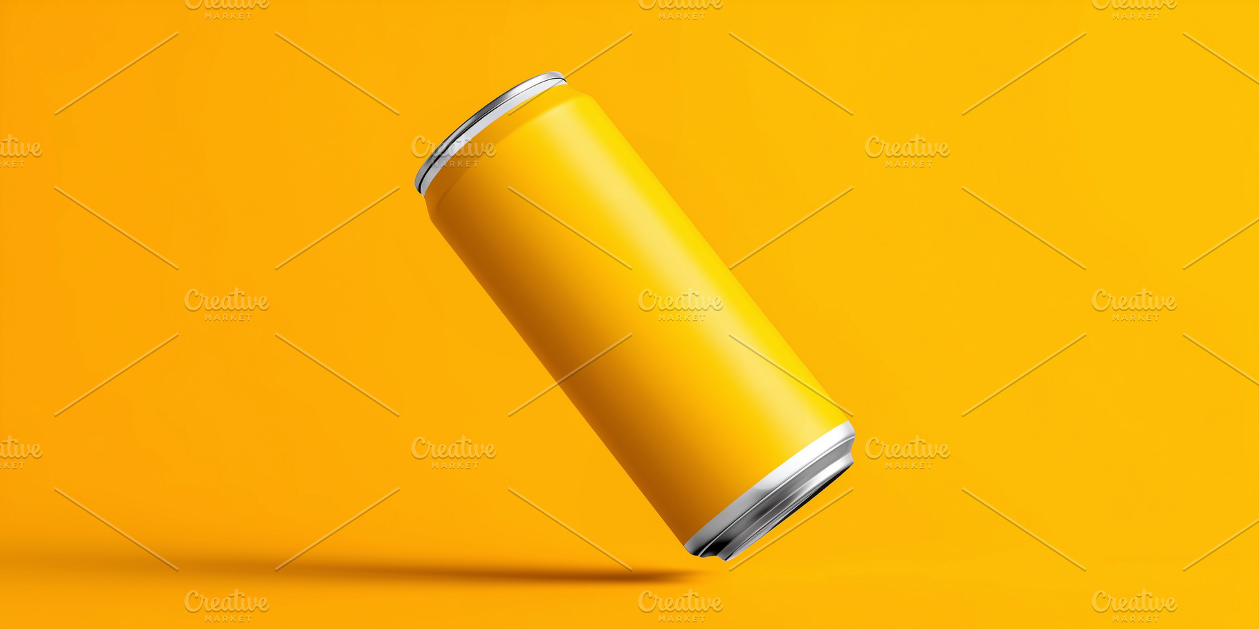 Blank yellow aluminum can floating, a Food & Drink Photo by MistyDay