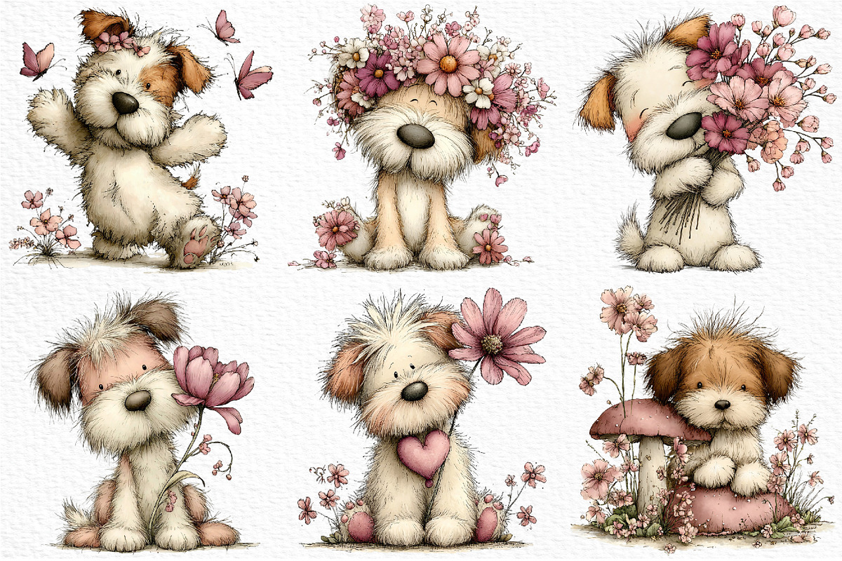 Whimsical Spring Dogs Clipart, an Illustration by Craft Nest (Photo 4 of 11)