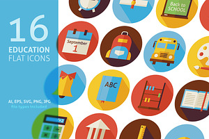 Education School Vector Flat Icons