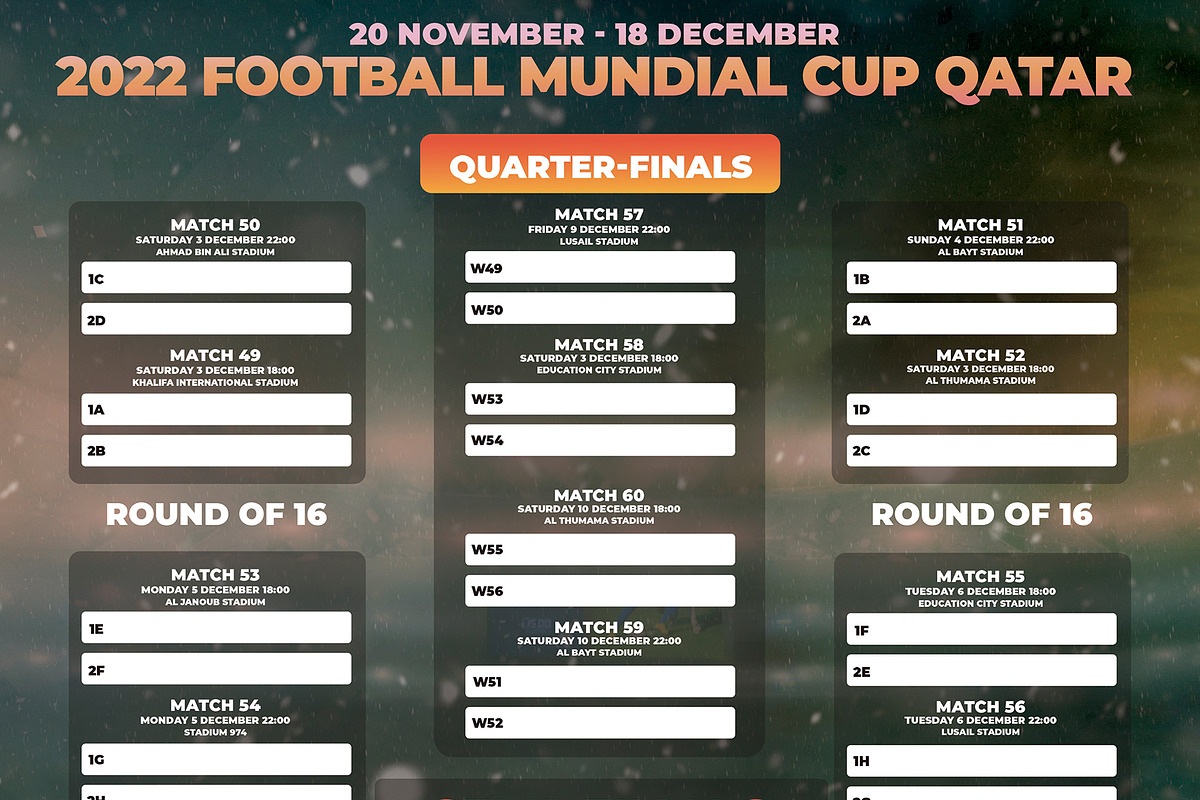 World Soccer Cup Qatar 2022 Schedule, a Flyer Template by MadridNYC (Photo 2 of 3)