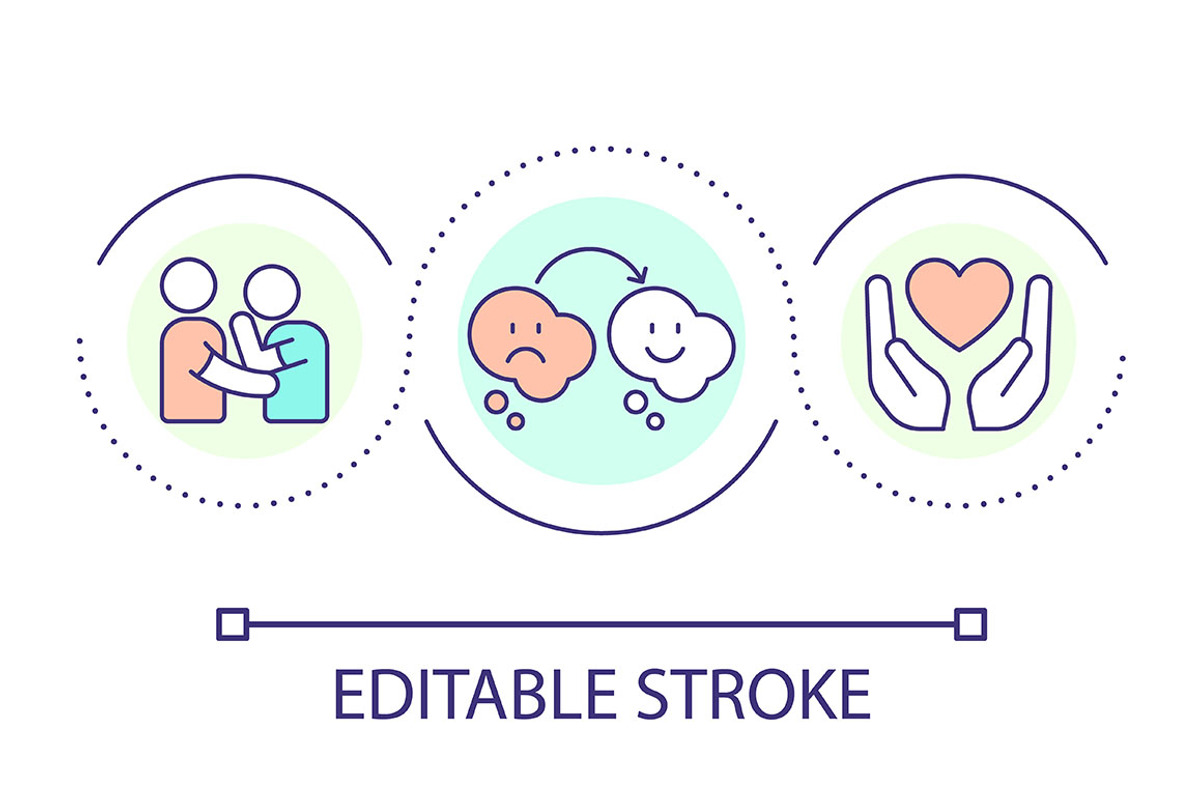 Giving emotional support loop concep, an Outline Icon by IMG Visuals