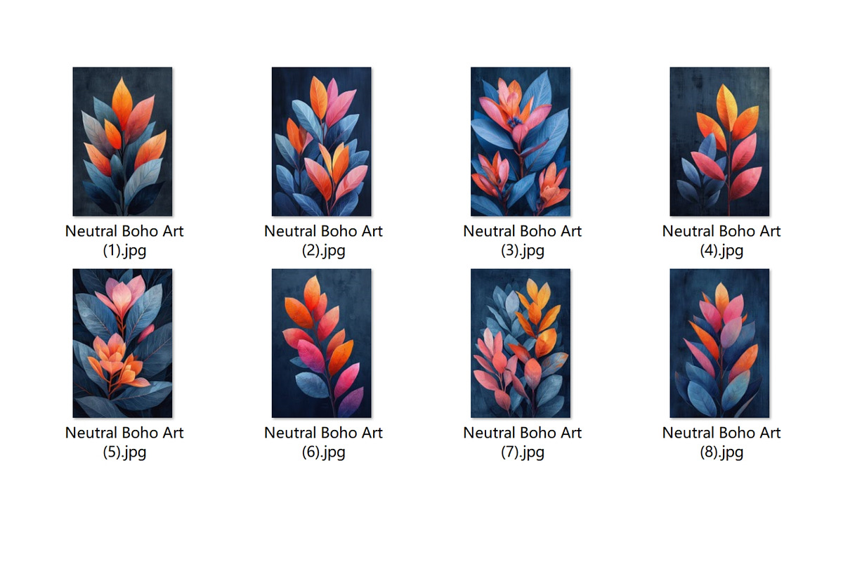 8 blue plant leaves art wall print, a Decorative Illustration by ARTOZEN DIGITAL (Photo 13 of 13)
