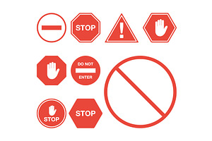 Red stop sign set, an Object Illustration by Vector Creator