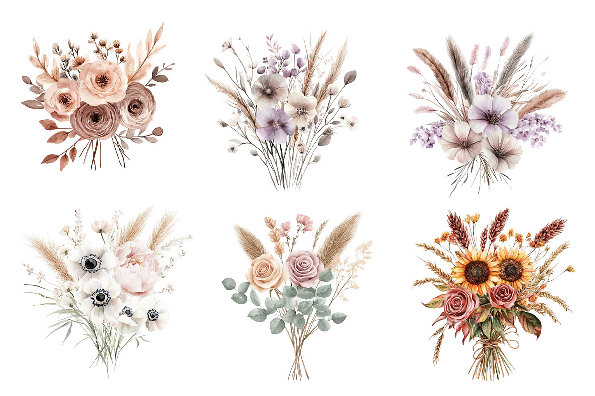 Boho Mother's Day Floral Bouquets, an Illustration by CreationArt (Photo 5 of 5)