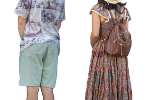 Isolated image of young couple looking up, a Person Photo by DanFLCreativo
