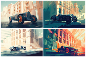 20 Vintage Car Illustrations