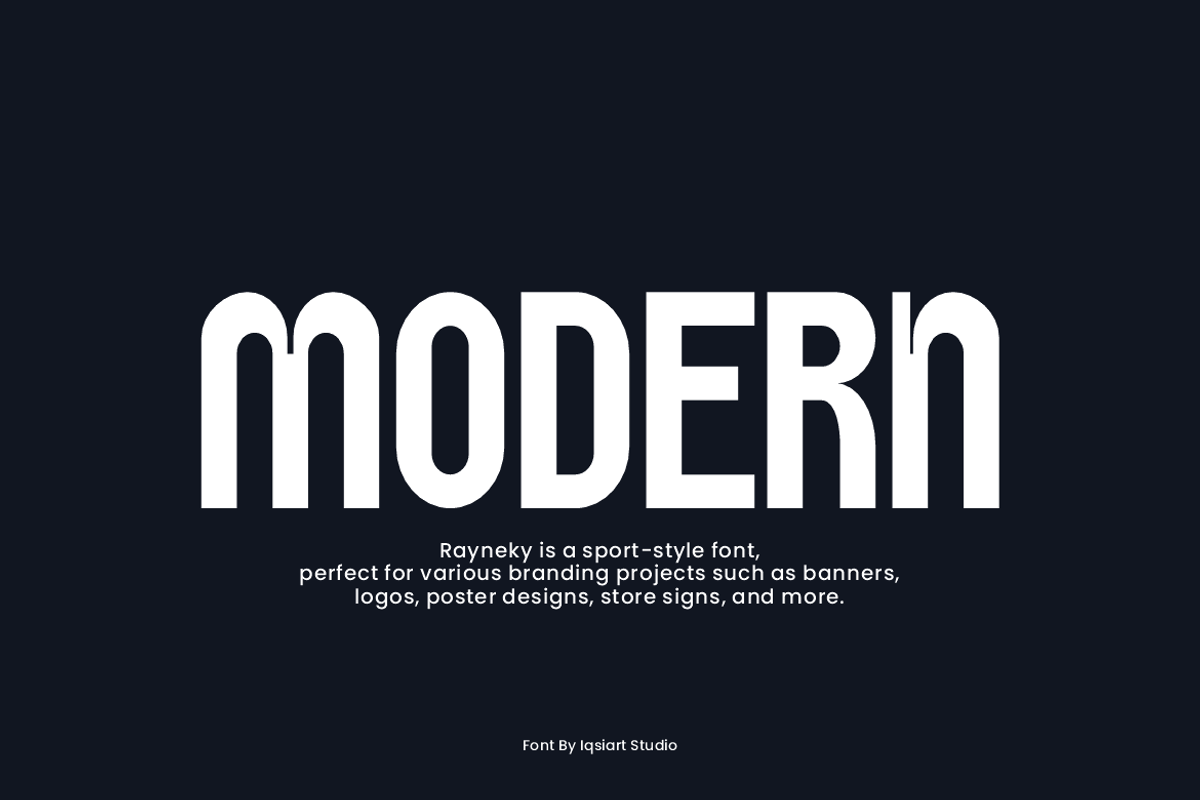 Rayneky - Sporty Font, a Sans Serif Font by Iqsiart Studio (Photo 3 of 8)
