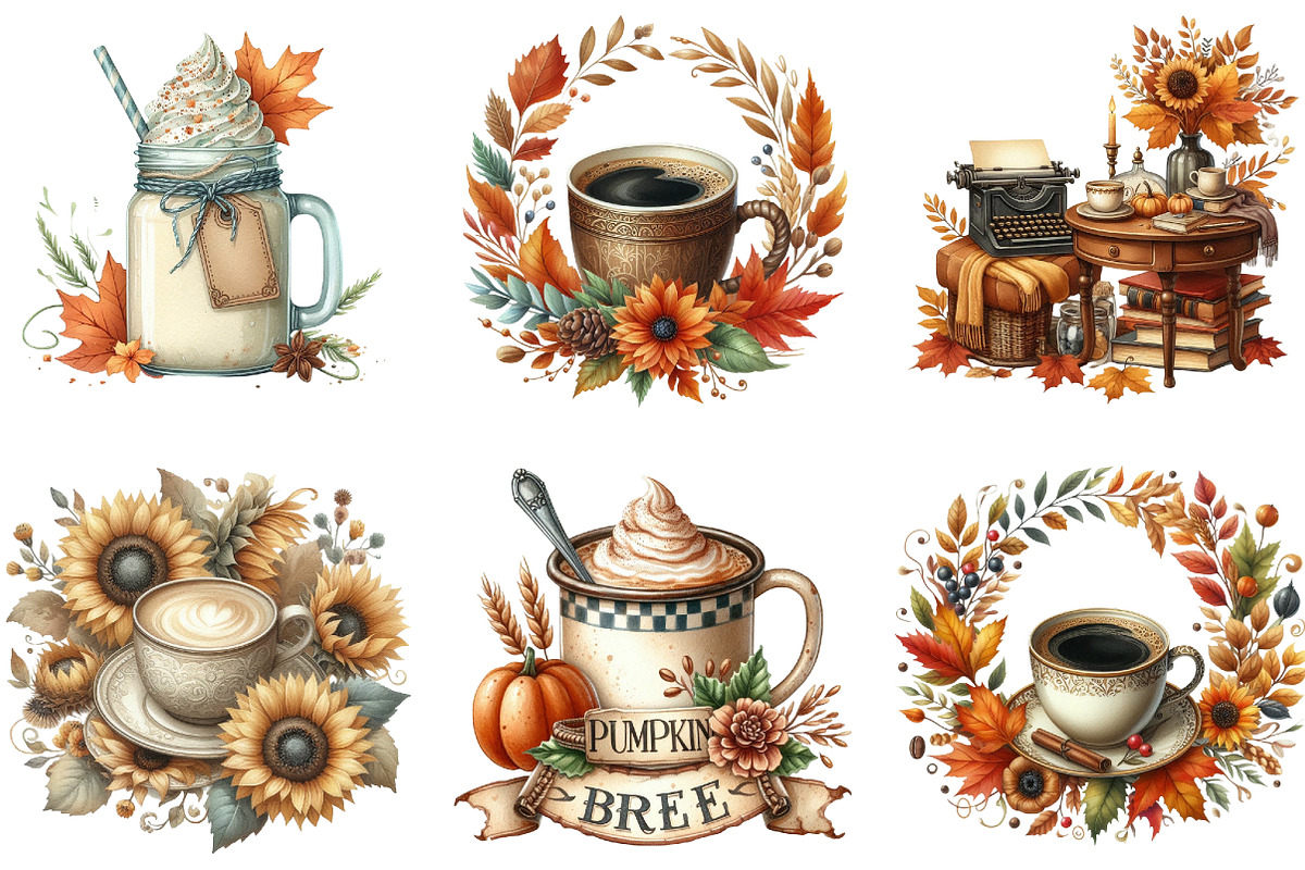 Vintage Autumn Coffee Sublimation, an Illustration by cherrydesign (Photo 3 of 3)
