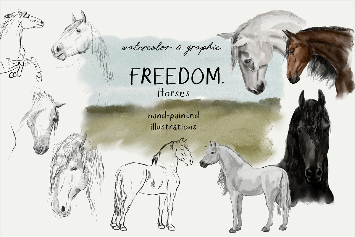 Freedom. Hand painted - horses., an Animal Illustration by Youksy (Photo 1 of 8)