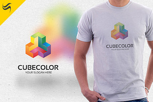 Cube Rainbow Color Logo Template