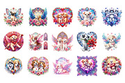 Stained Glass Valentine Fairy Dogs, an Illustration by SinaCreation (Thumbnail 2 of 11)