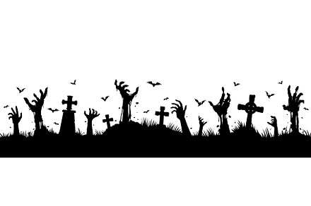 Zombie hands on cemetery, a Seasonal Illustration by Vector Tradition