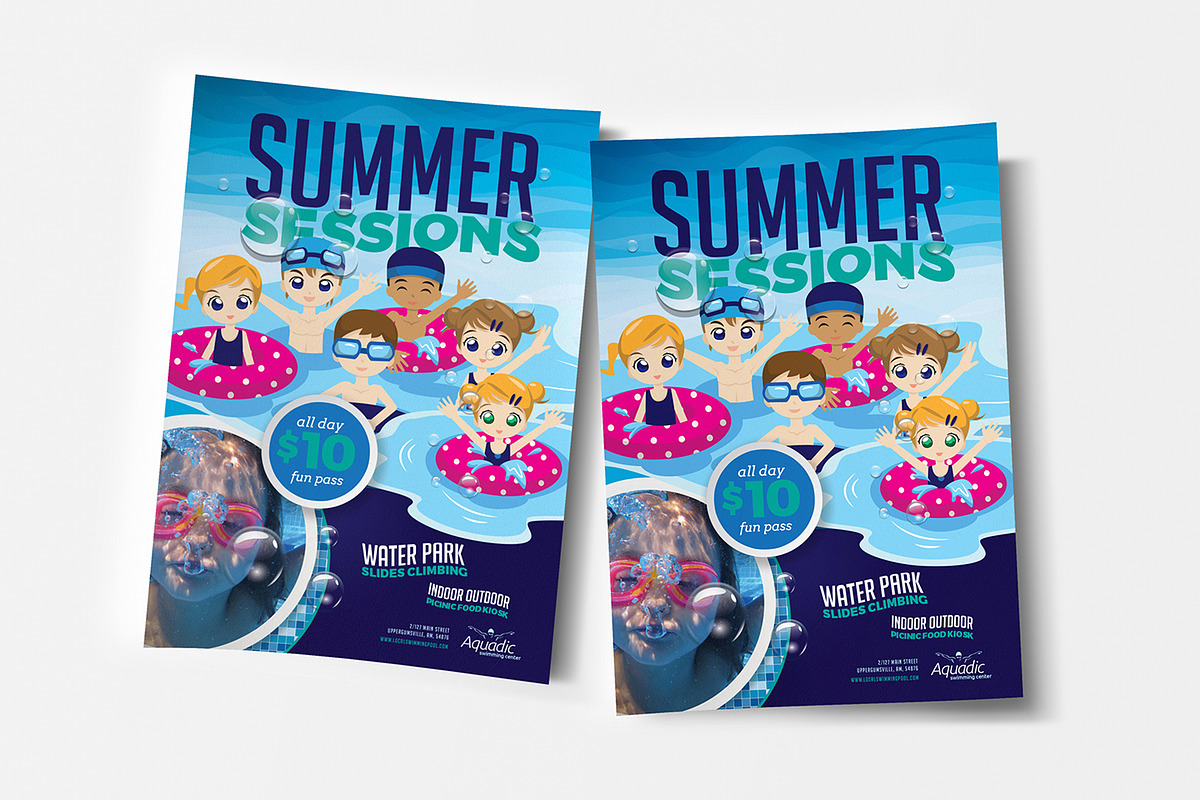 A4 Swimming Pool Poster Template v2, a Flyer Template by BrandPacks