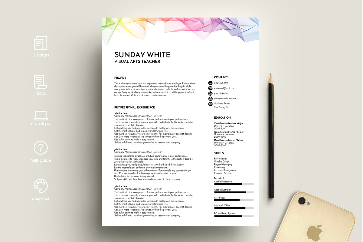 resume template word creative, a Resume Template by PinkJellyfish (Photo 5 of 7)