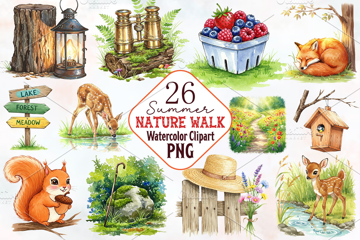 Summer Nature Walk Clipart, an Illustration by RobertsArt (Photo 1 of 7)