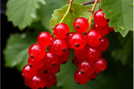 Juicy Red currant berries. Generate, a Food & Drink Photo by Ylivdesign