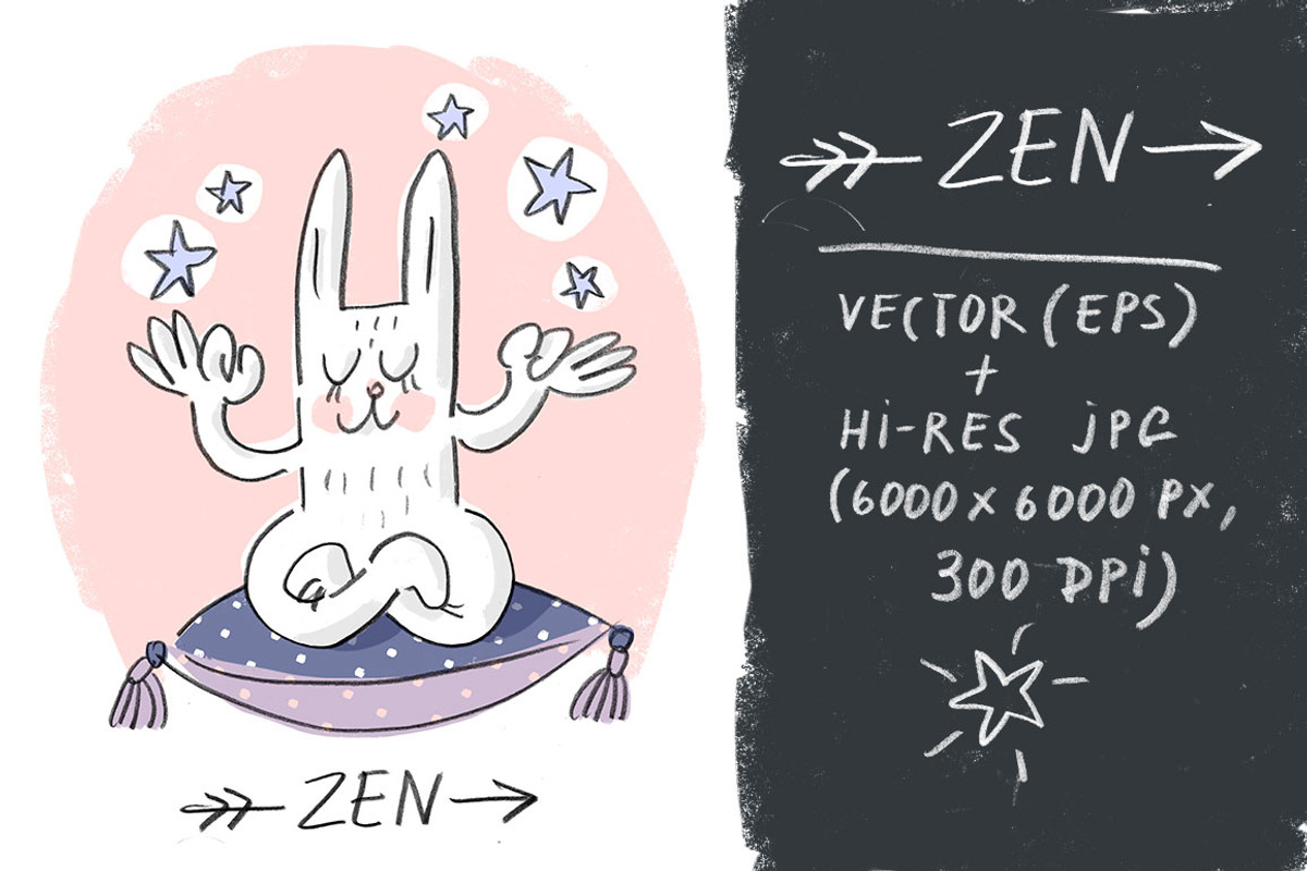 Vector illustration with yoga hare, an Animal Illustration by Melniklenart (Photo 1 of 3)