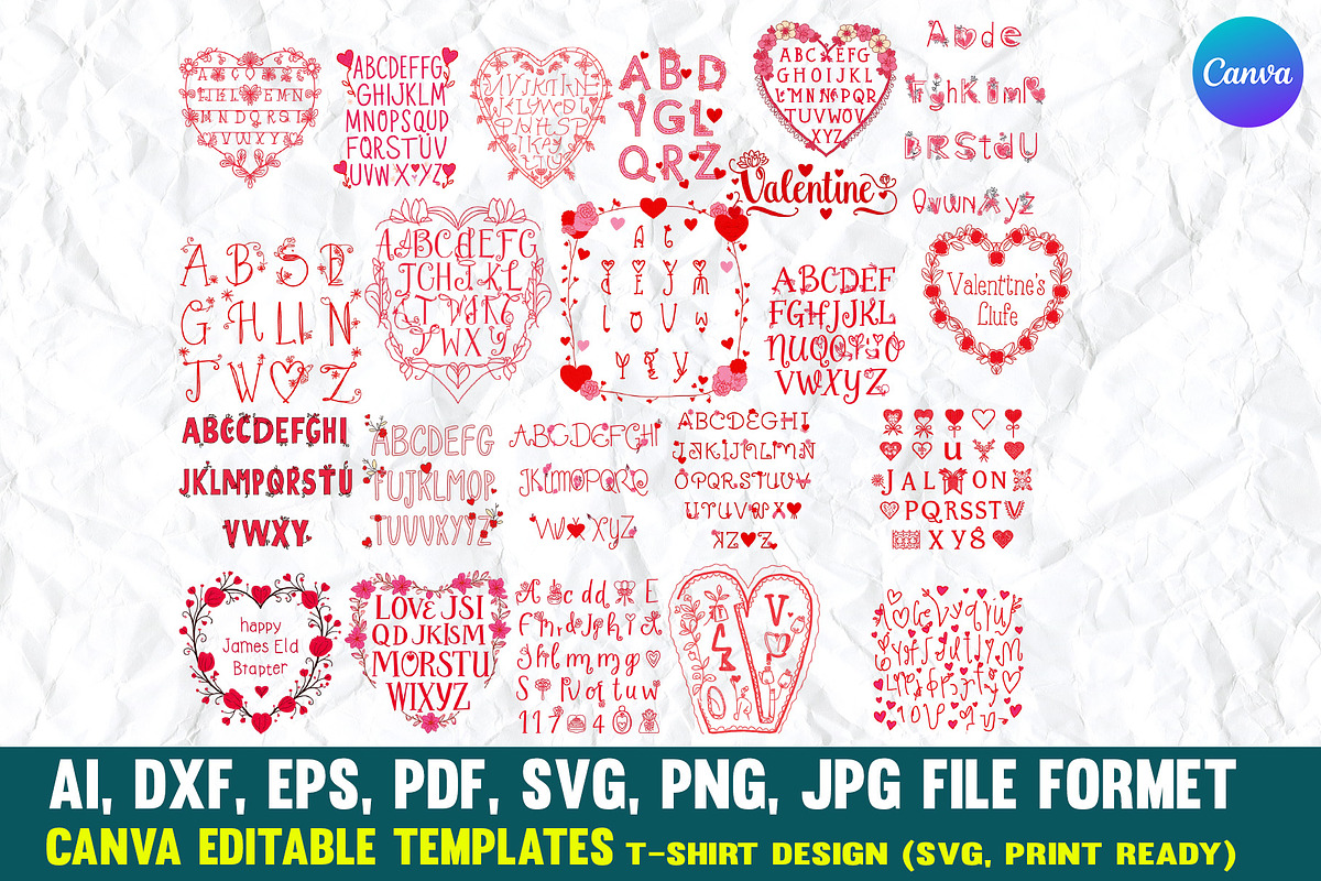 Valentine Alphabet Embroidery SVG, a Pattern Graphic by VectorArtPrintableDesign (Photo 3 of 3)