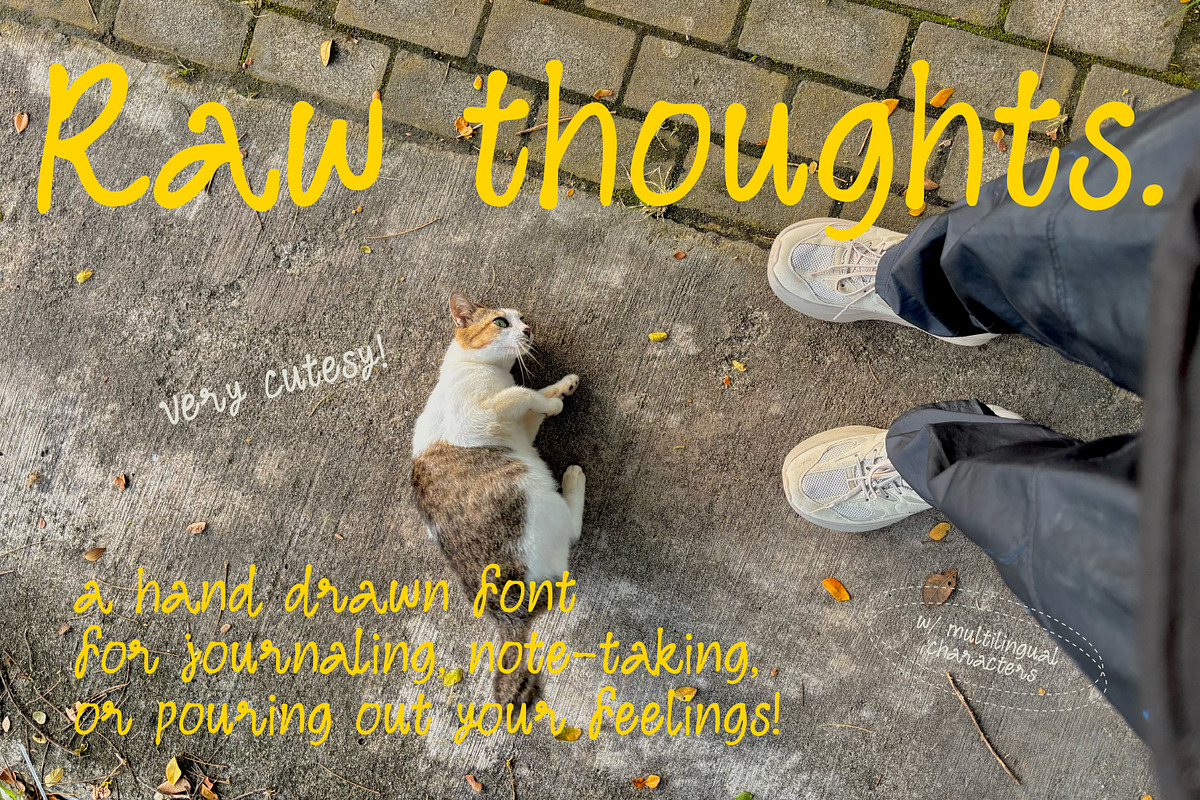 Raw Thoughts - Handwritten Font, a Handwritten Font by Artflorara (Photo 1 of 11)