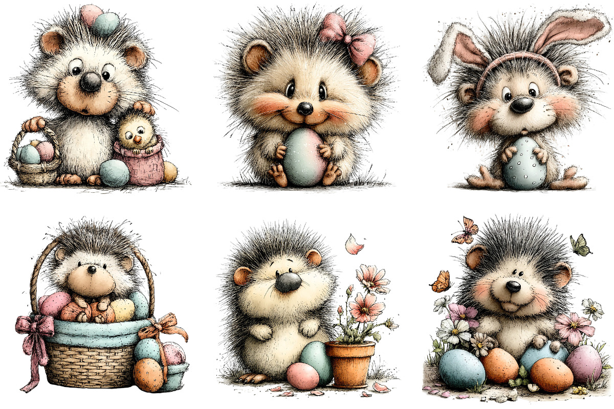 Whimsical Easter Hedgehog Clipart, an Illustration by Sublimation Artist (Photo 7 of 7)